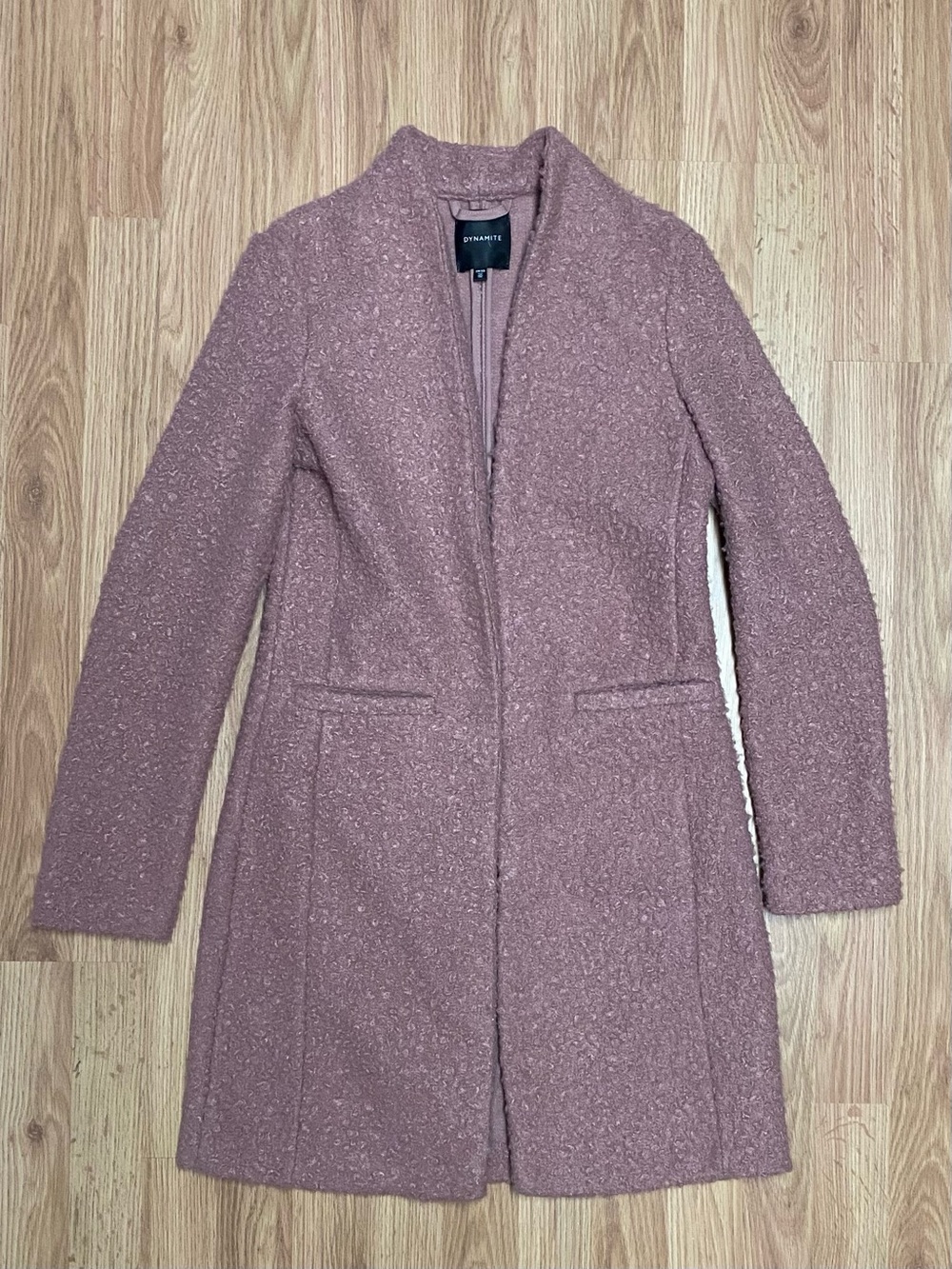 Dynamite Mauve Bouclé Pea Coat